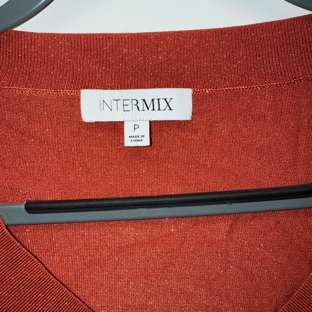 Intermix Rust Orange V-Neck Lightweight Sweater - image 3